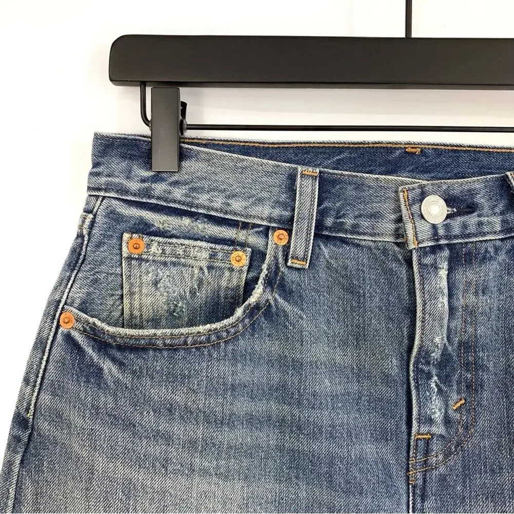 LEVI'S Blue Denim Mini Skirt Medium Wash 27 - Picture 3 of 9